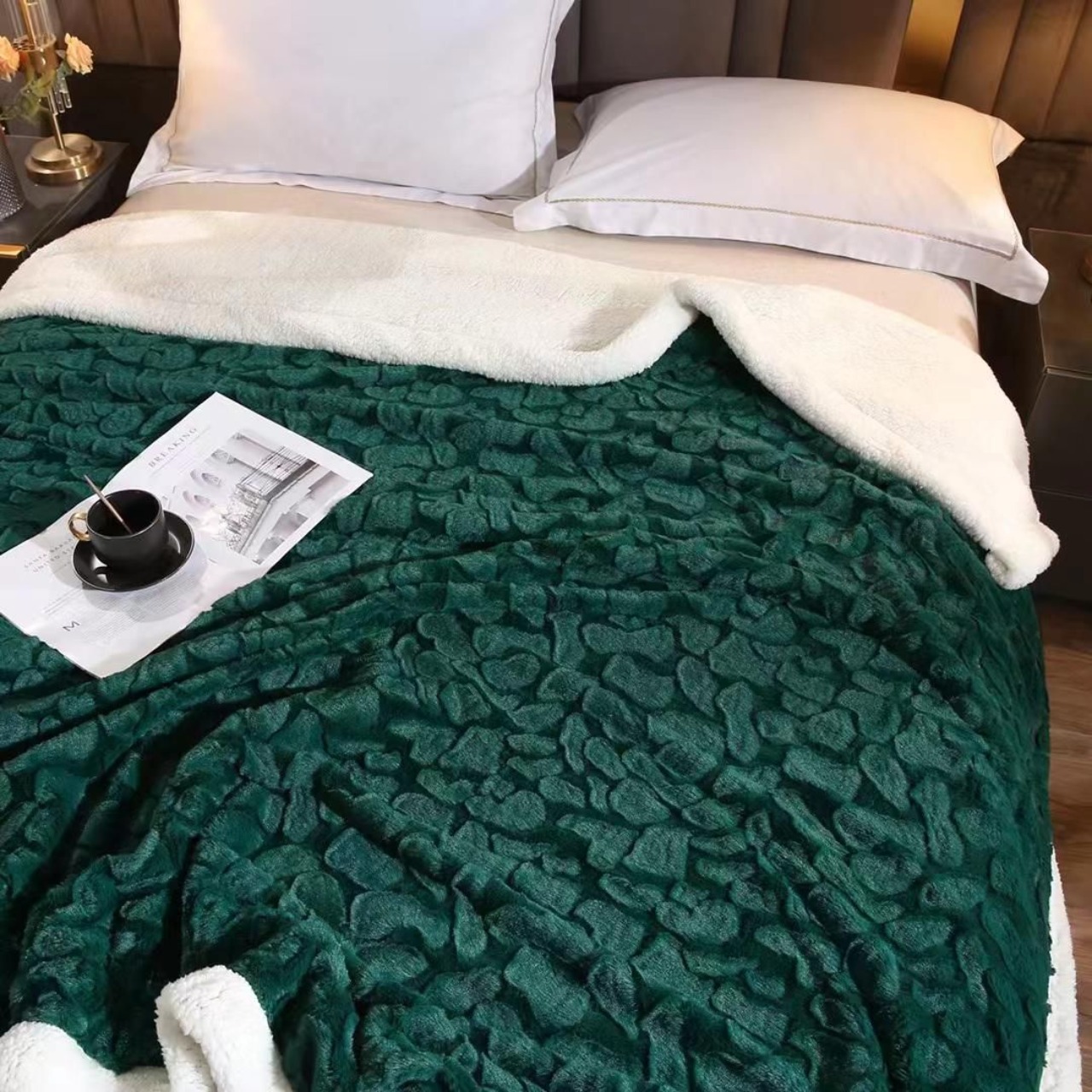 پتو گوسفندی طرح سنگ 2نفره