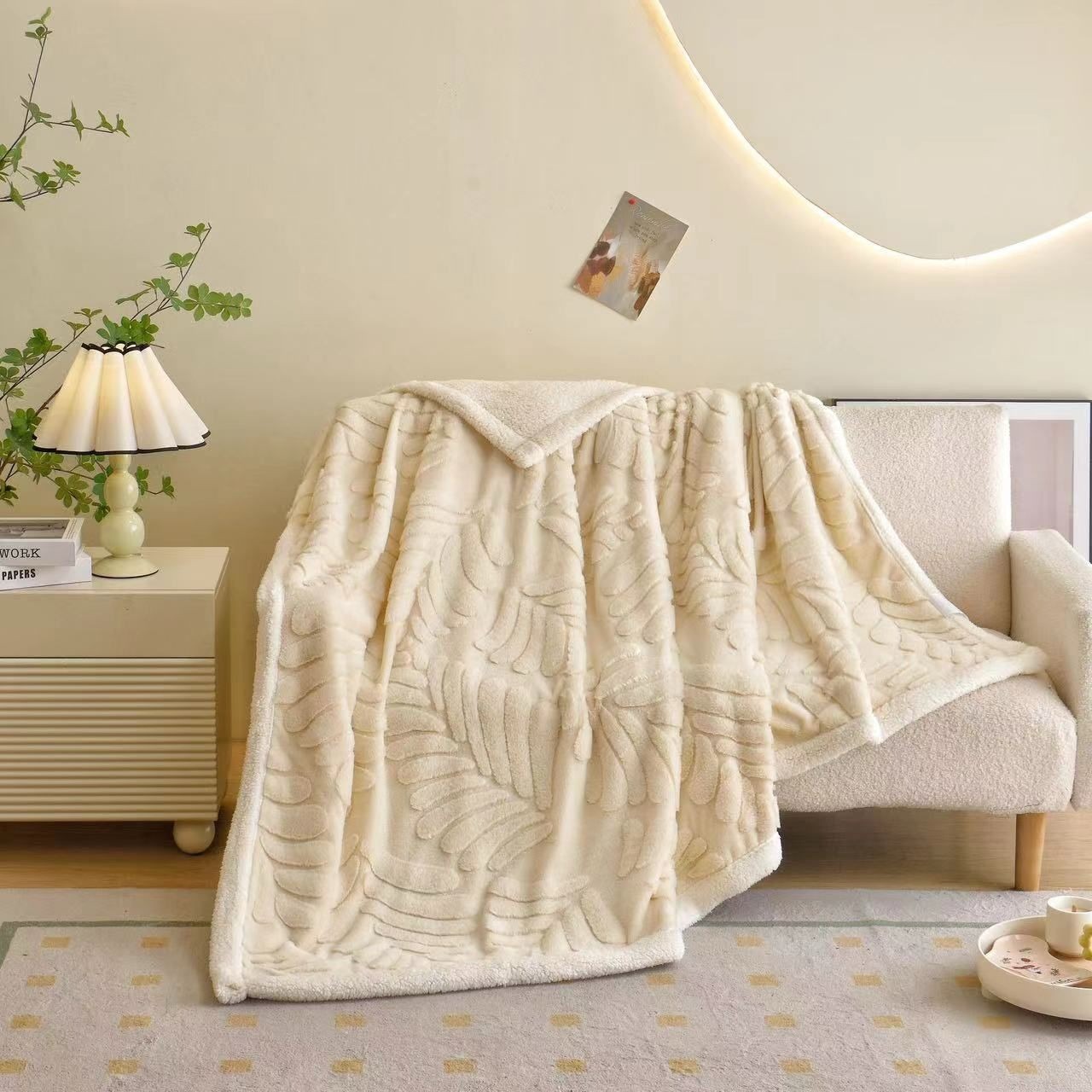 پتو گوسفندی 2نفره طرح برگ