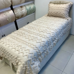 روتختی1 نفره برجسته بوهو 4 تیکه طرح زیگ زاگ کرم