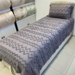 روتختی1 نفره برجسته بوهو 4 تیکه طرح زیگ زاگ طوسی