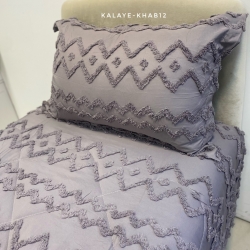 روتختی1 نفره برجسته بوهو 4 تیکه طرح زیگ زاگ طوسی