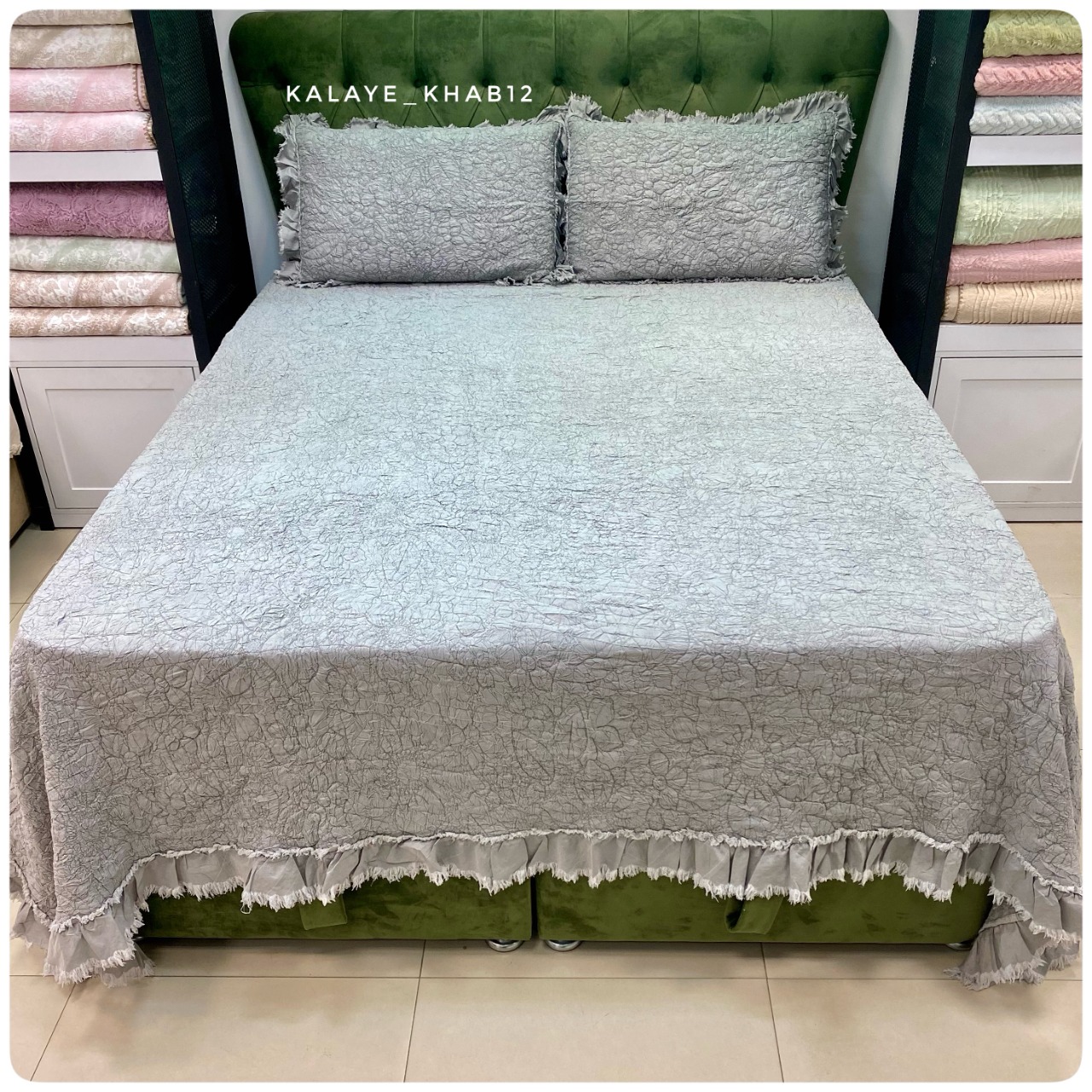 روتختی 2نفره بهاره چین دار کاغذی 3 تیکه طوسی 