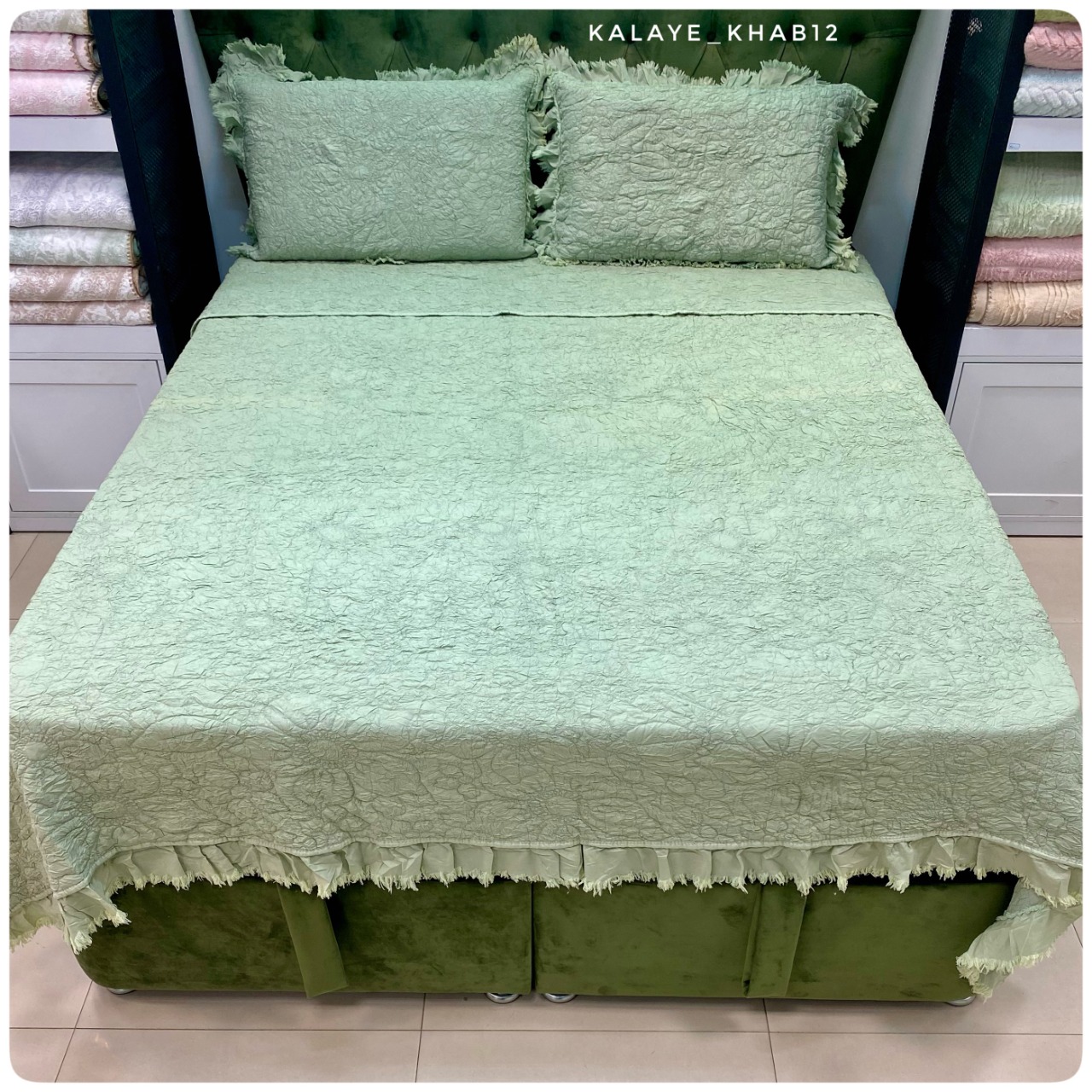 روتختی 2نفره بهاره چین دار کاغذی 3 تیکه سبز