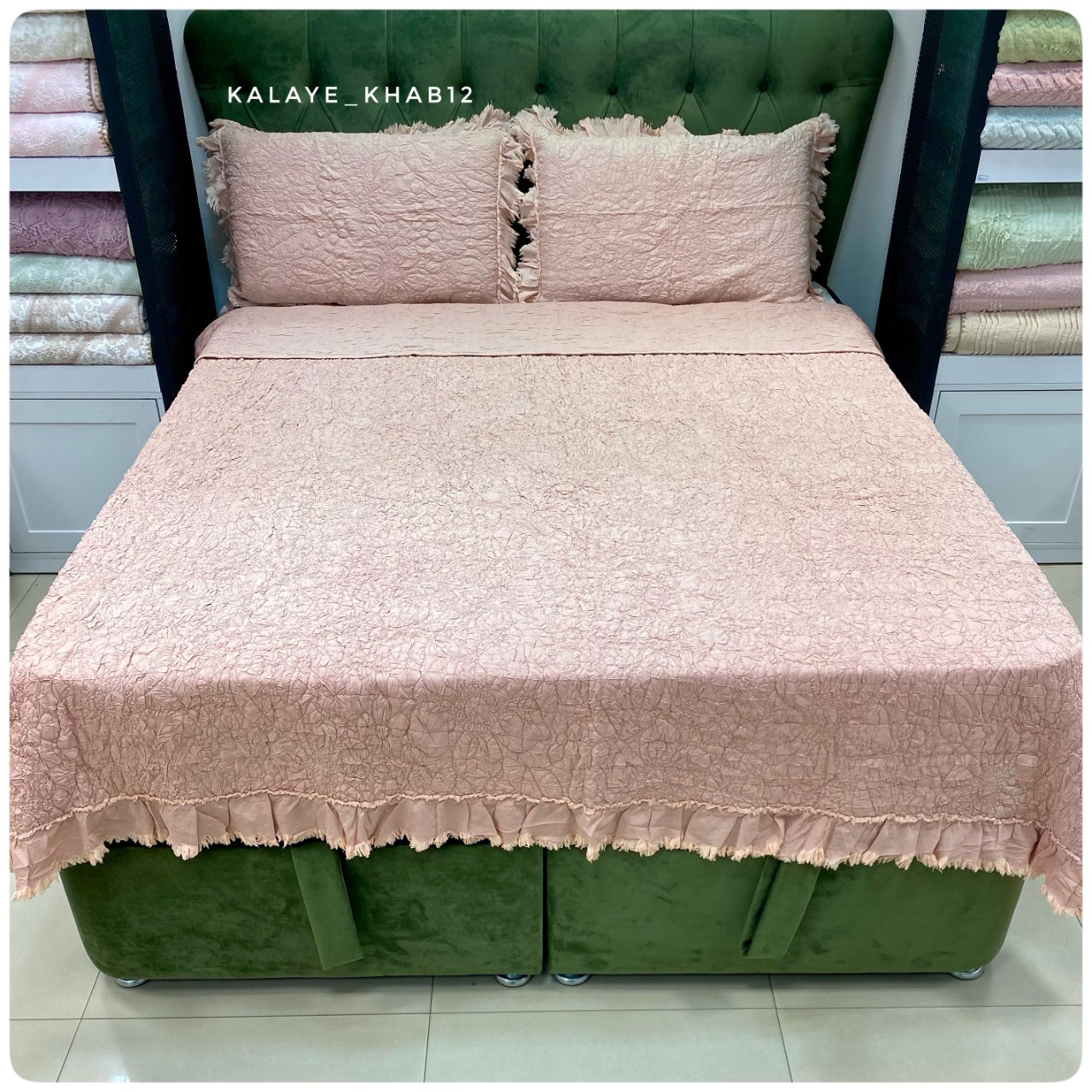 روتختی 2نفره بهاره چین دار کاغذی 3 تیکه صورتی