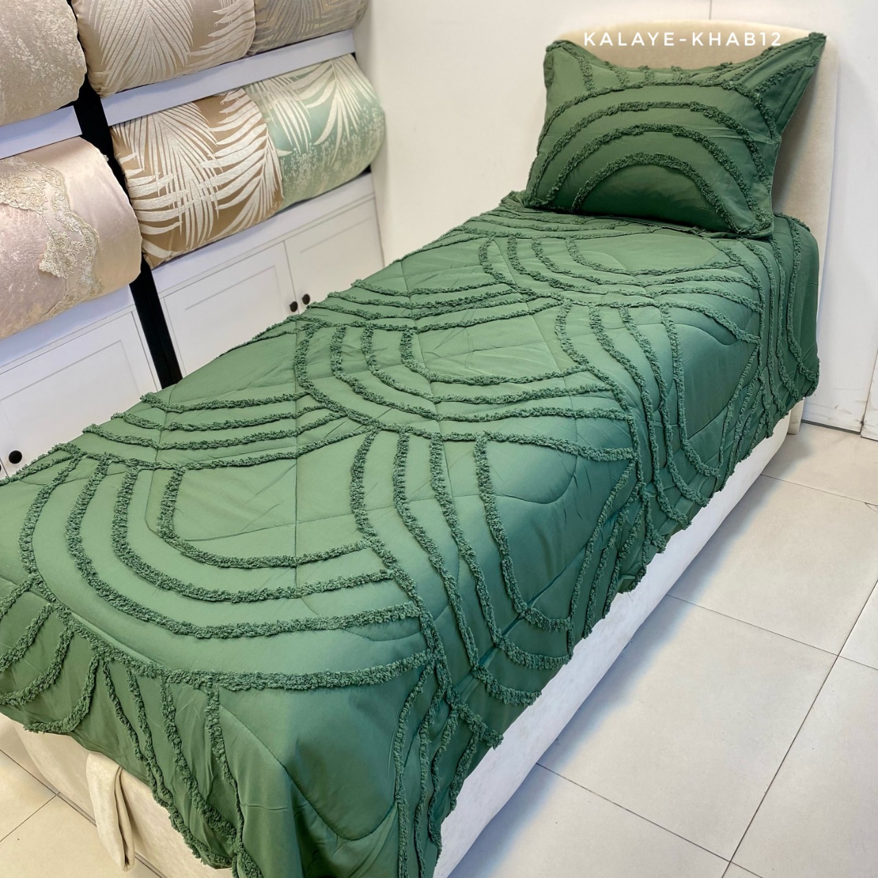 روتختی2نفره برجسته بوهو 6تیکه طرح نیم دایره سبز