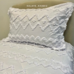 روتختی 2نفره برجسته بوهو 6 تیکه طرح زیگ زاگ سفید