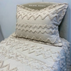 روتختی2 نفره برجسته بوهو 6 تیکه طرح زیگ زاگ کرم