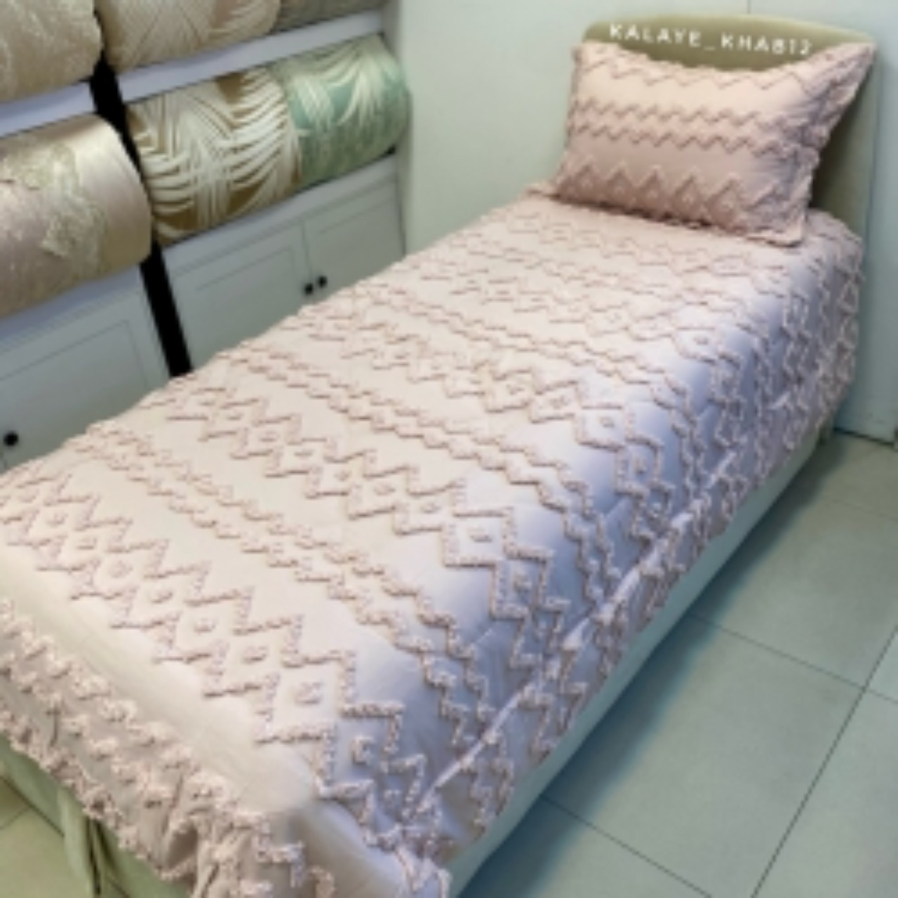 روتختی2 نفره برجسته بوهو 6 تیکه طرح زیگ زاگ صورتی