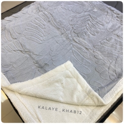 پتو گوسفندی 2نفره طرح برگ طوسی روشن