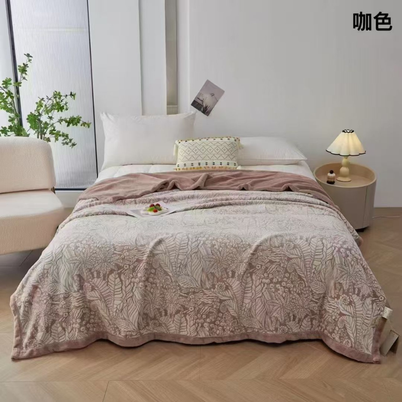 پتو گوسفندی ضخیم طرحدار 2نفره صورتی چرک