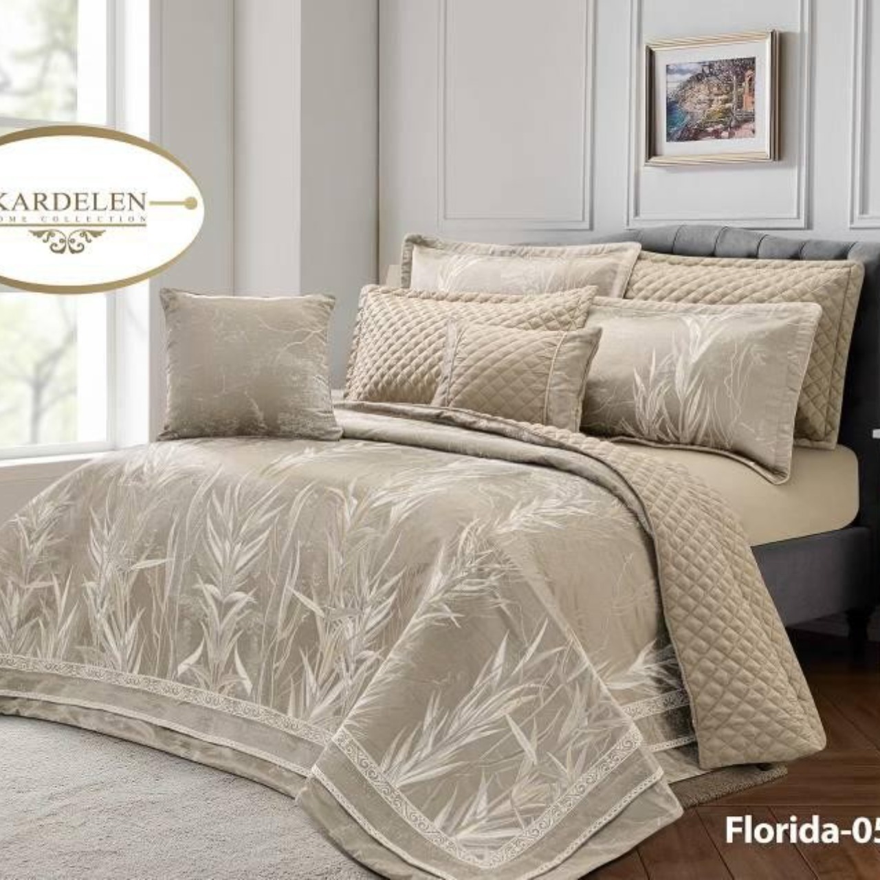 روتختی ژاکارد طرح فلوریدا بژ