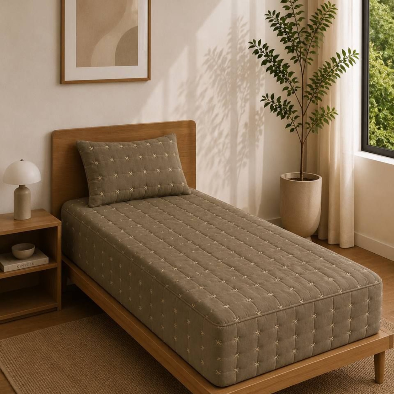 روتختنی مخمل حوله ای خاکی  سایز 120